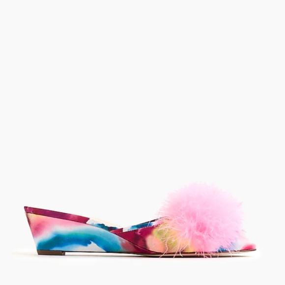 J.Crew Blanche marabou mini-wedge mules-H5552 - Picture 2 of 3